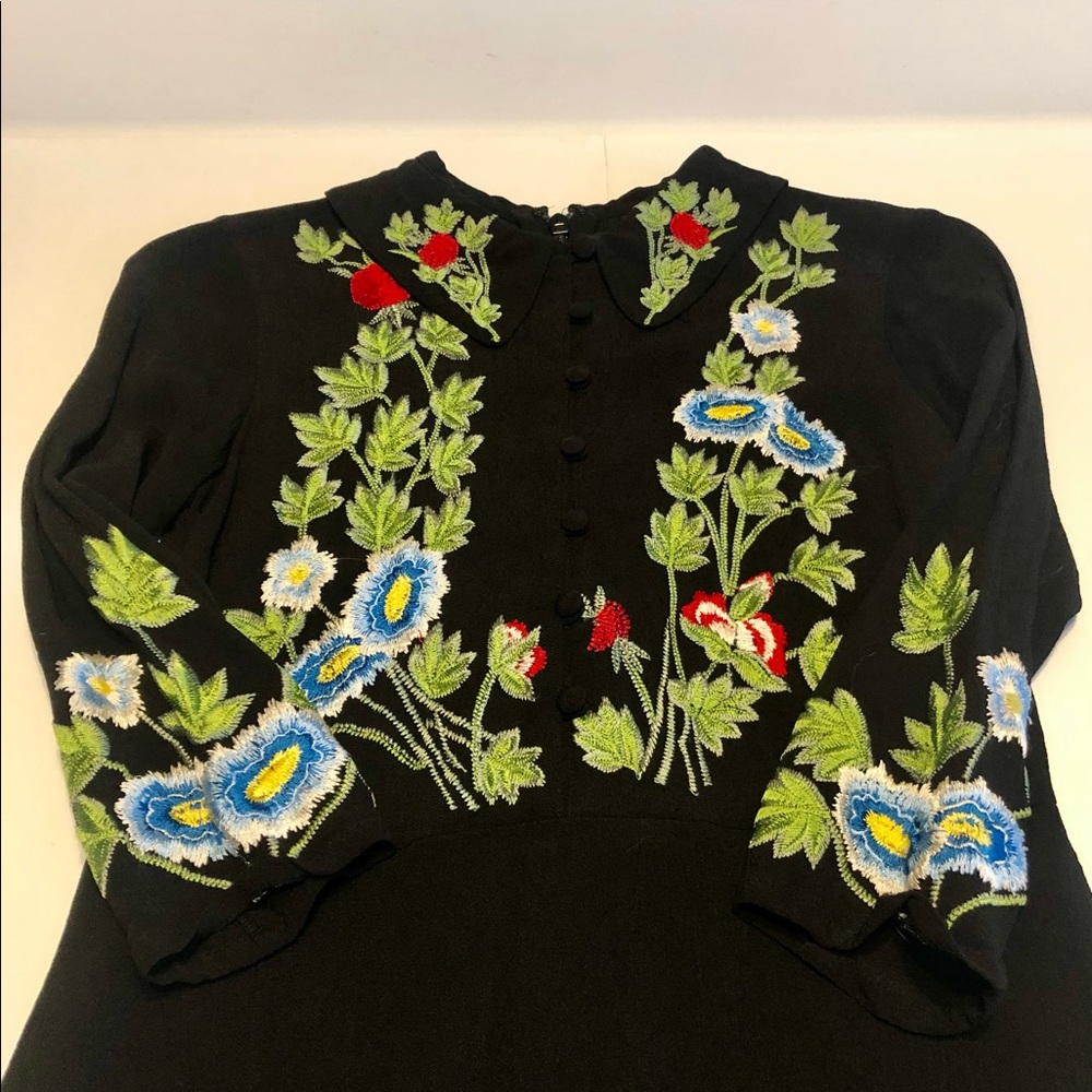 Embroided TopShop dress with a fifties vibe.
